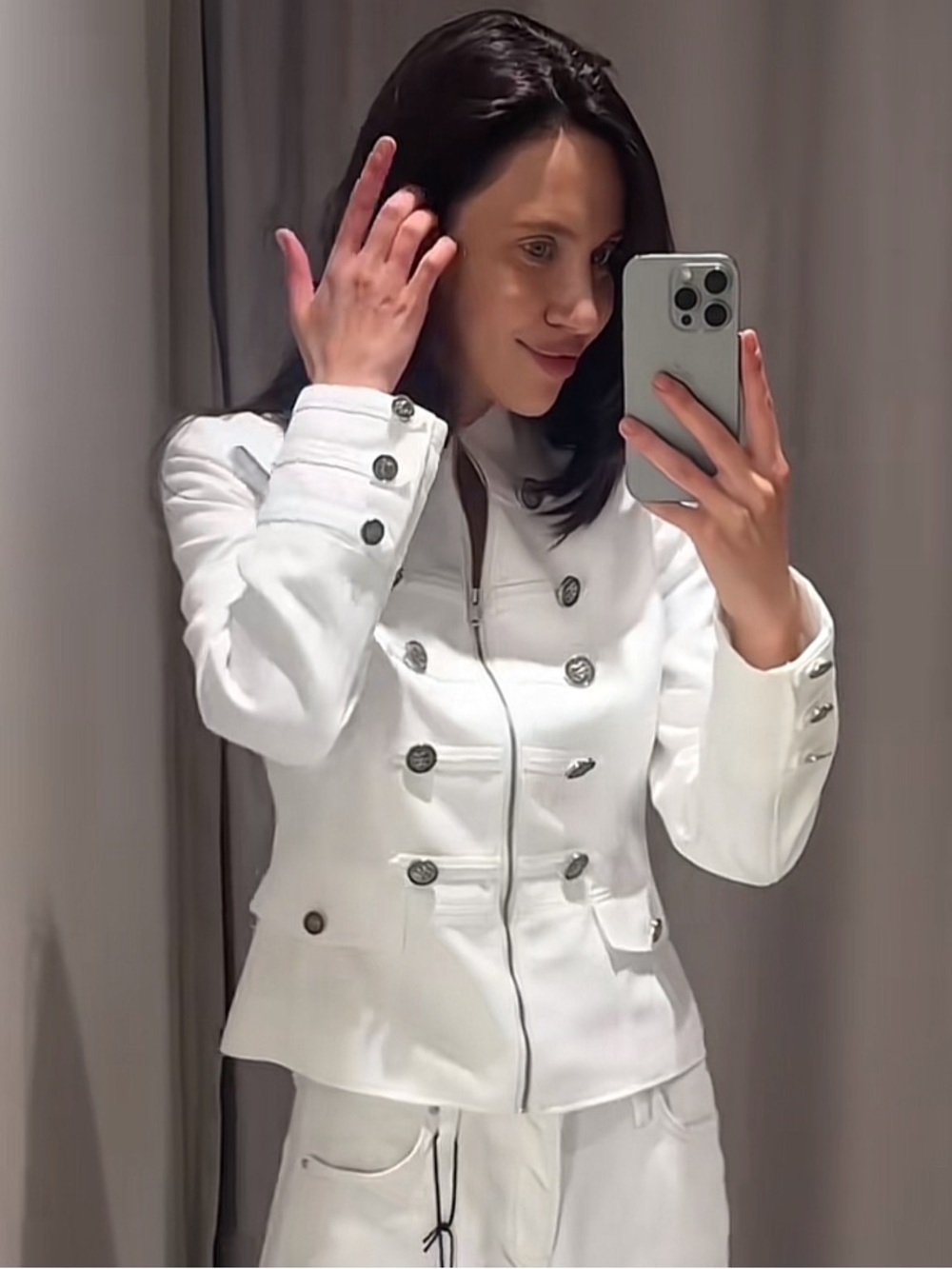 ZARA BUTTONED HIGH NECK BLAZER JACKET